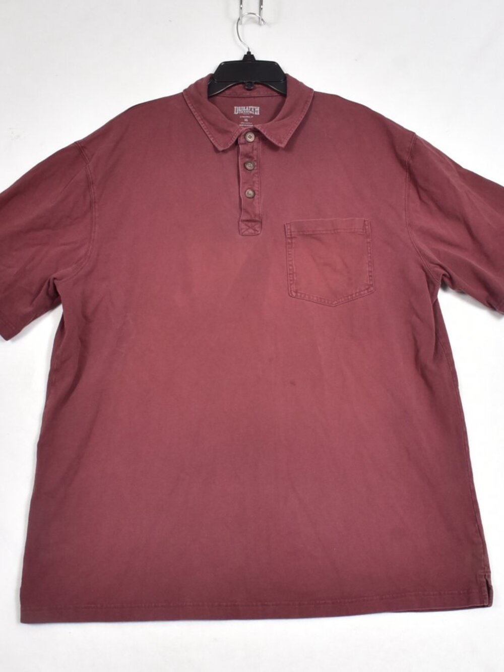 Duluth Trading Co Longtail Tail Mens Polo XL Burgundy Front Pocket